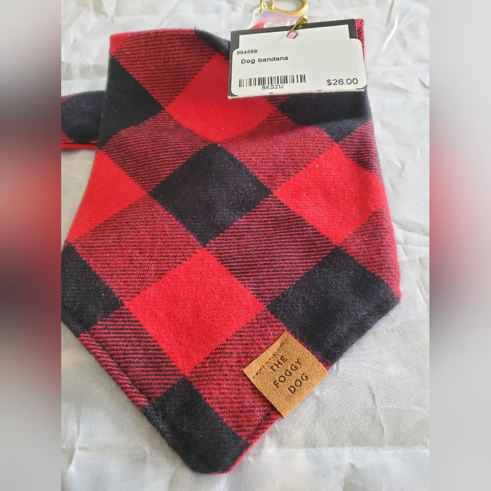 Foggy Dog Red Flannel Bandana Small